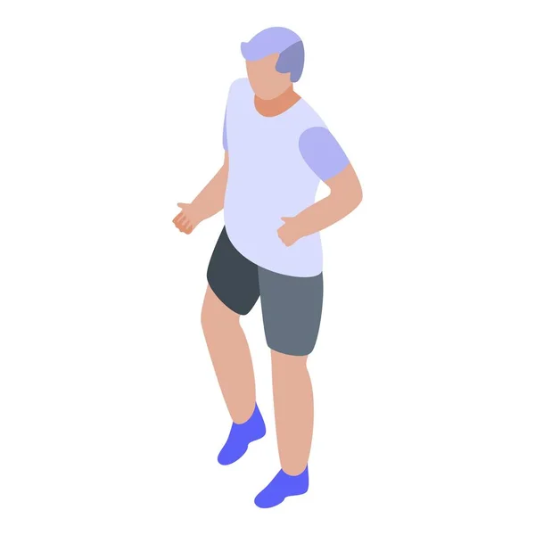 Hombre mayor hacer icono de ejercicio, estilo isométrico — Vector de stock