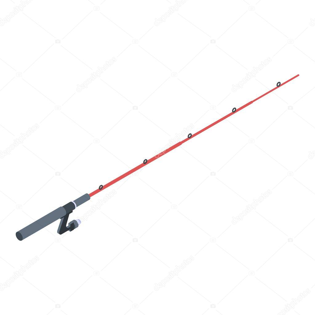 Catching fishing rod icon, isometric style