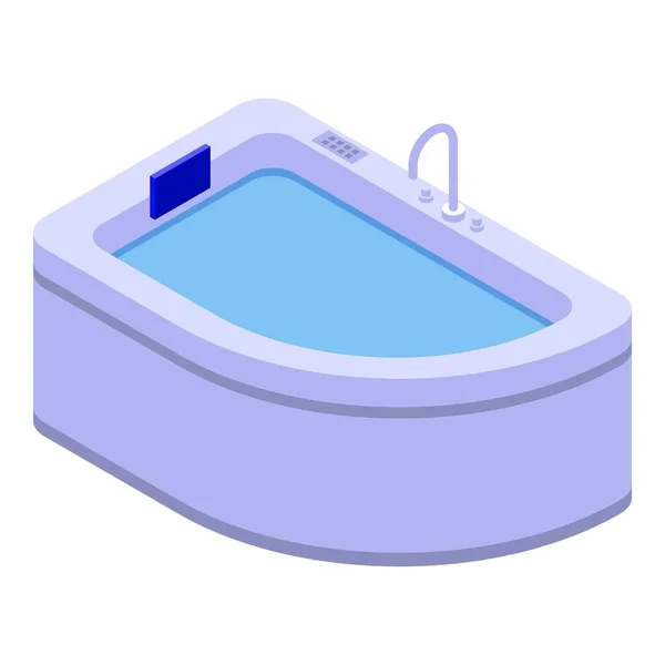 Icona vasca idromassaggio ad acqua, stile isometrico — Vettoriale Stock