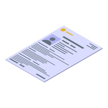 Cv kağıt kelle avcısı simgesi, izometrik biçim