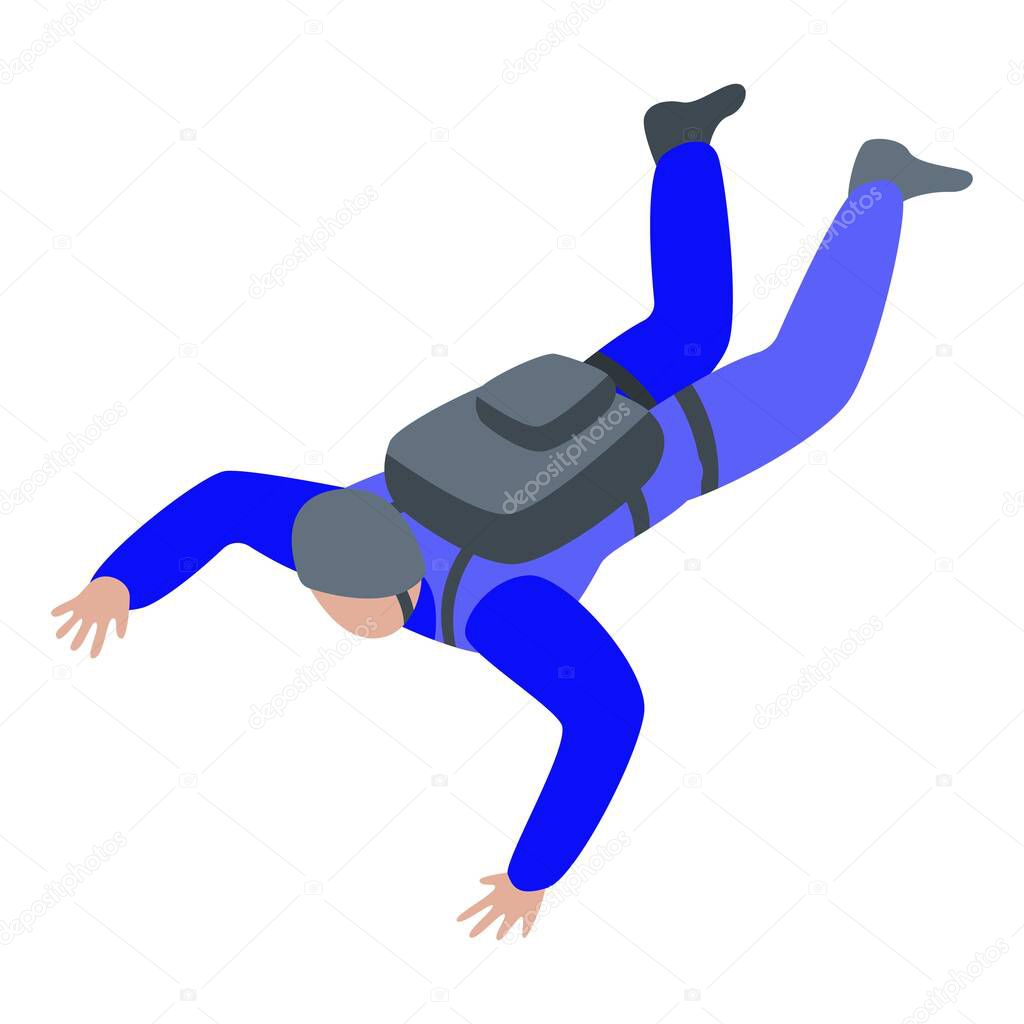 Air skydiver fall icon, isometric style