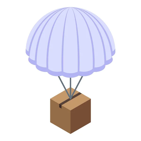 Icono de entrega de paracaídas de paquete, estilo isométrico — Archivo Imágenes Vectoriales