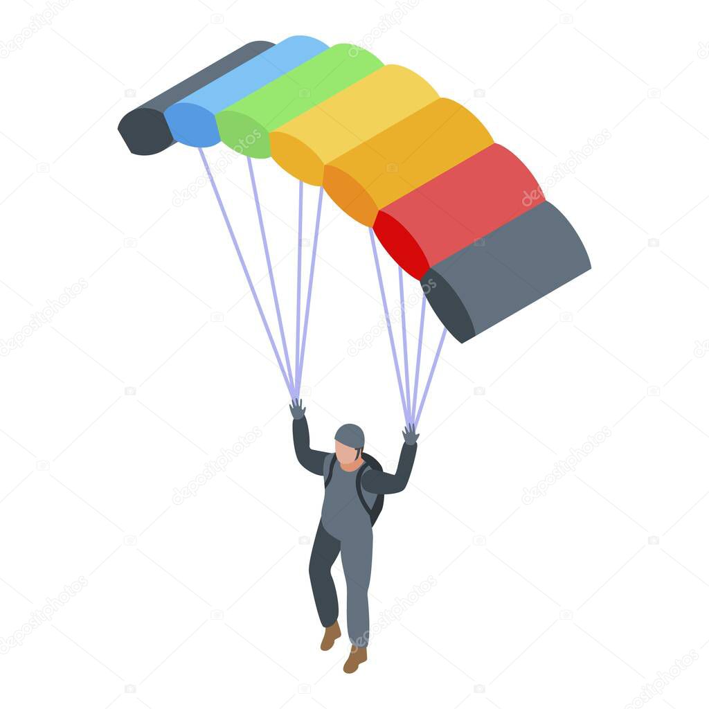 Adrenaline parachuter icon, isometric style