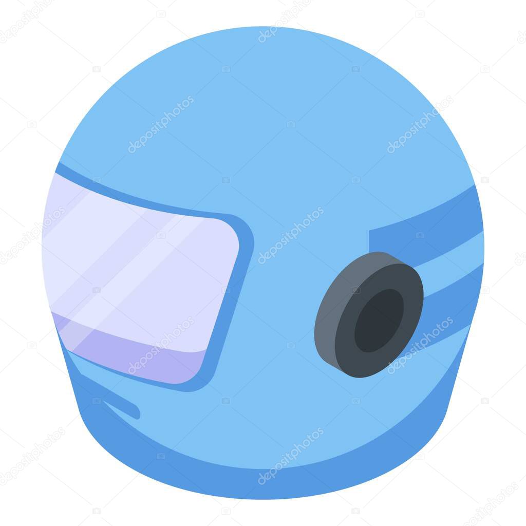 Parachuter helmet icon, isometric style
