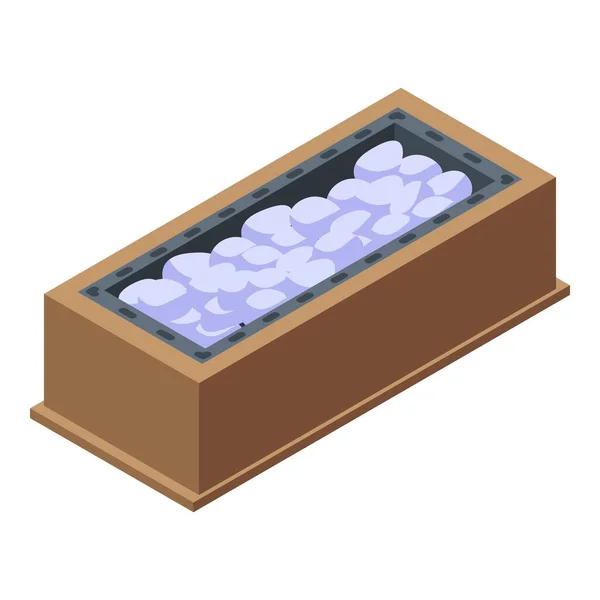 Piedra sauna pie icono, estilo isométrico — Vector de stock