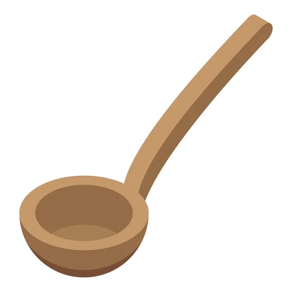 Sauna wood spoon icon, isometric style — Stock Vector