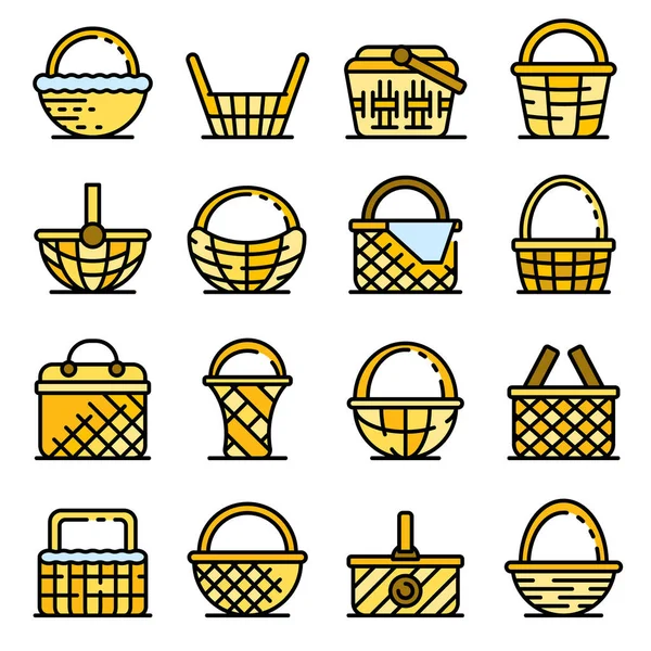 Wicker icons set vector flat — Stock Vector