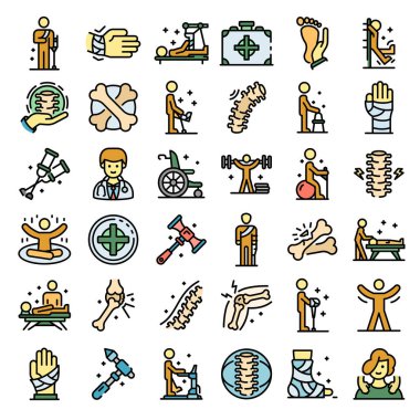 Kayropraktör simgeleri vektörü düzleştirin