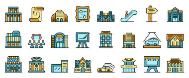 Sergi merkezi simgeleri vektörü düzleştirin