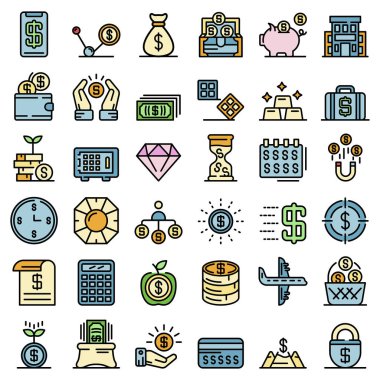 Milyoner simgeleri vektörü düz ayarlar