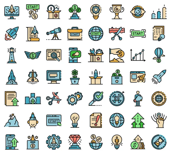 Startup icons set vector flat — Stock Vector