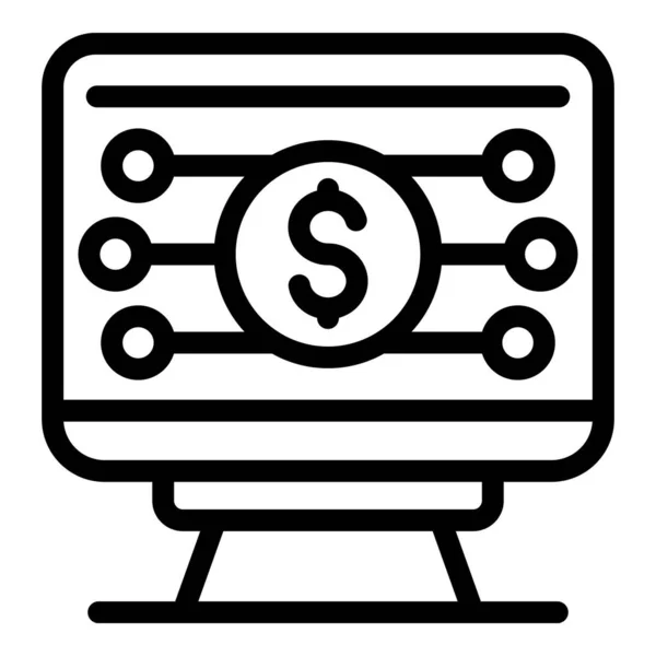 Ícone monitor Bitcoin, estilo esboço — Vetor de Stock