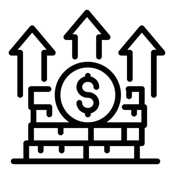 Crescer ícone pilha de dinheiro, estilo esboço — Vetor de Stock