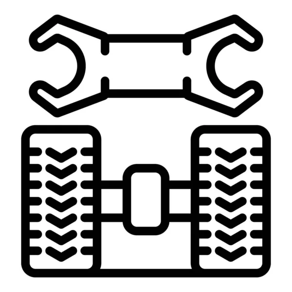 Icona montaggio pneumatico posteriore, stile contorno — Vettoriale Stock