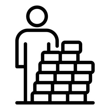 Tuğla duvar simgesi arkasında göçmen, taslak biçimi