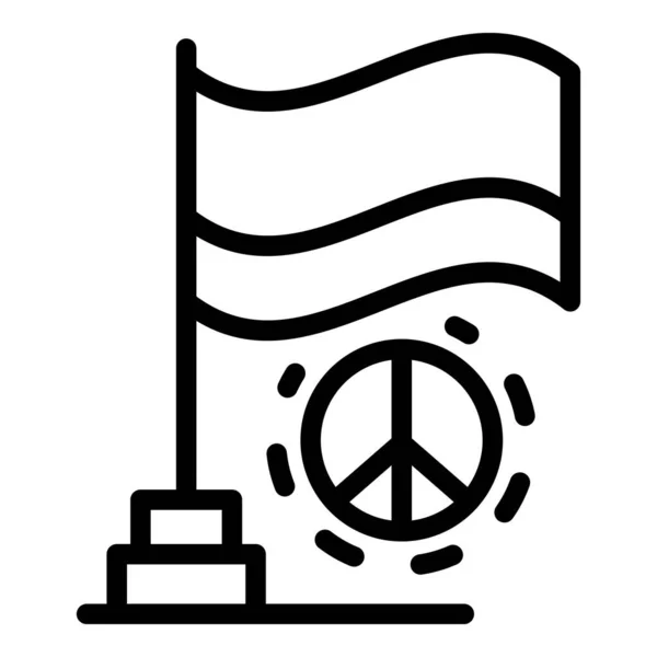平和旗アイコン、アウトラインスタイル — ストックベクタ