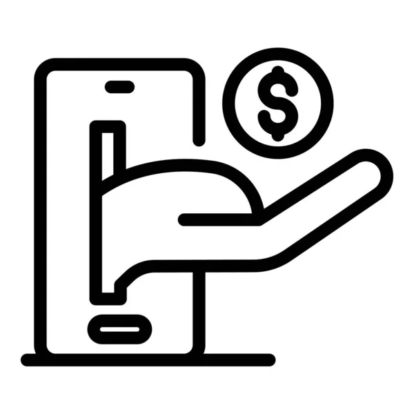 Hand geven krediet geld pictogram, schets stijl — Stockvector