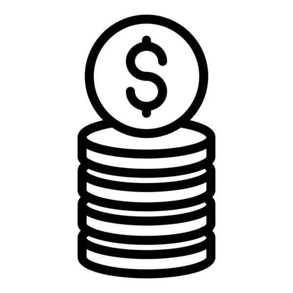 Accreditamento icona della pila di monete, stile contorno — Vettoriale Stock