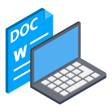 Doc dosya simgesi, izometrik biçim