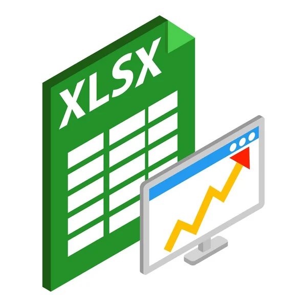 Ícone de arquivo Xlsx, estilo isométrico —  Vetores de Stock