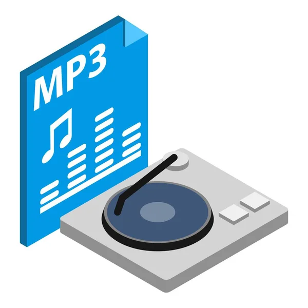 Mp3 file icon, isometric style — Stock Vector