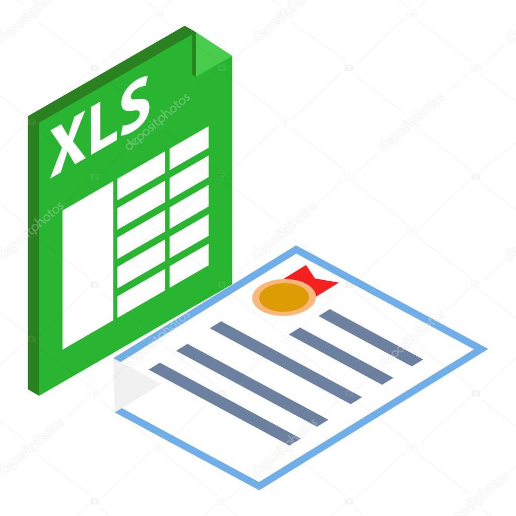 Xls file icon, isometric style