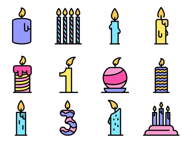Ikony narozeninové svíčky vektor plochý — Stockový vektor