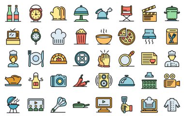 Yemek pişirme simgeleri vektör düz