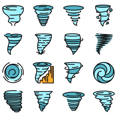 Tornado simgeleri vektörü düz