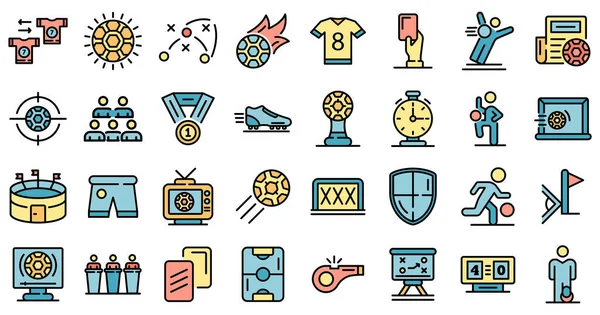 Soccer icons vector flat — Stock Vector