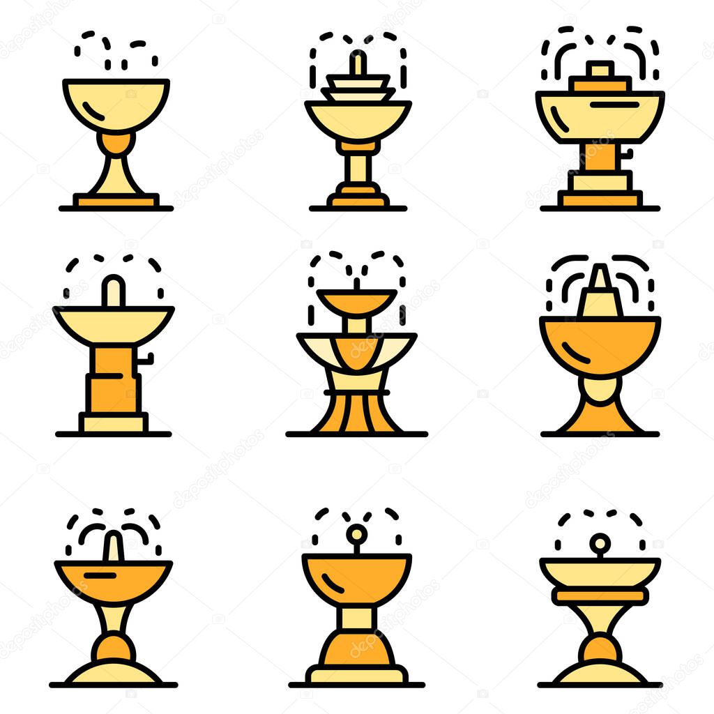 Drinking fountain icons vector flat