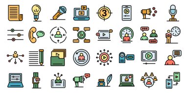 Hikaye anlatıcı simgeleri vektörü düzleştirin