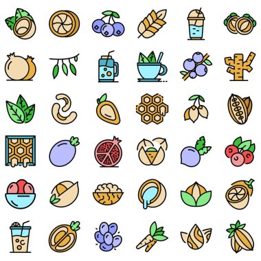 Süper yiyecek simgeleri vektörü düzleştirin