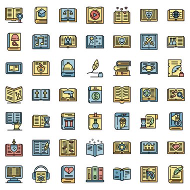 Edebiyat türleri simgeleri vektörü düz ayarlar