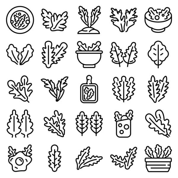 Arugula Icons Set, Umrisse Stil — Stockvektor