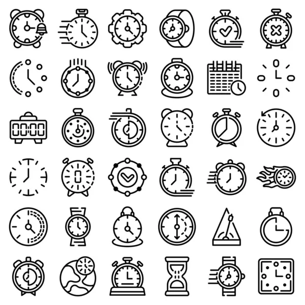 Stopwatch iconen set, outline stijl — Stockvector