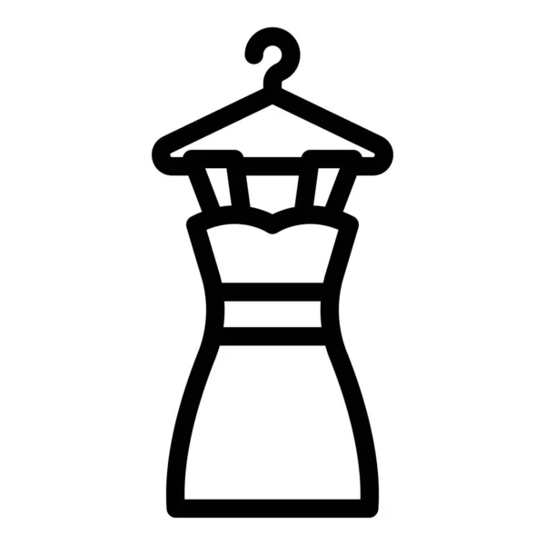 Vestido en el icono de la percha, estilo contorno — Vector de stock