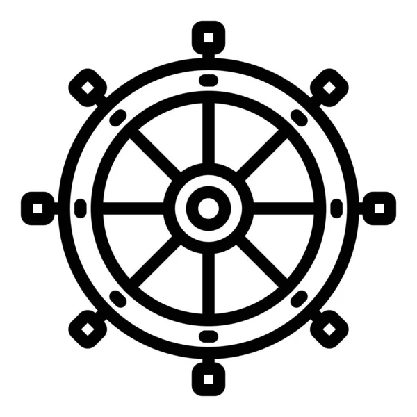 Ícone da roda do navio da Marinha, estilo esboço — Vetor de Stock