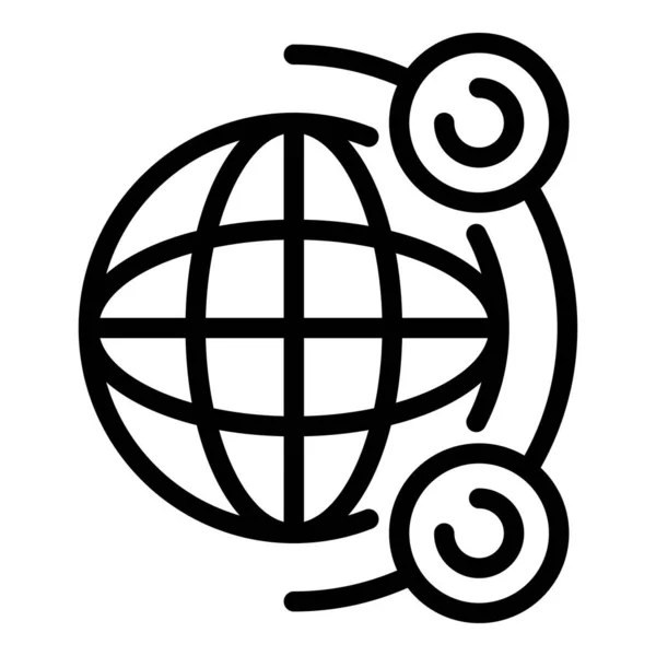 Globální ikona vzdáleného přístupu, styl osnovy — Stockový vektor