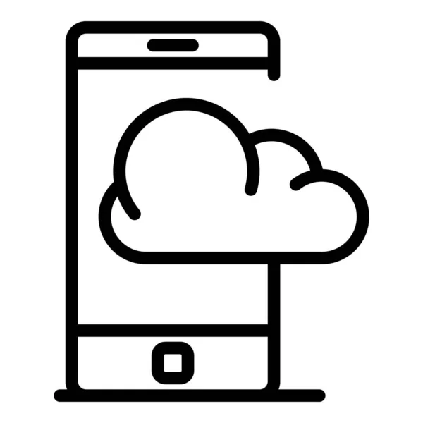 Smartphone cloud icône d'accès à distance, style de contour — Image vectorielle