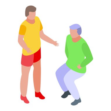 Kıdemli adam kişisel antrenör simgesi, izometrik stil