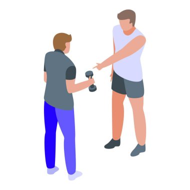Dumbbell kişisel antrenör simgesi, izometrik biçim