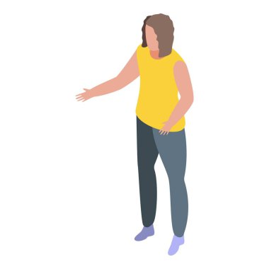 Kadın kişisel antrenör simgesi, izometrik biçim