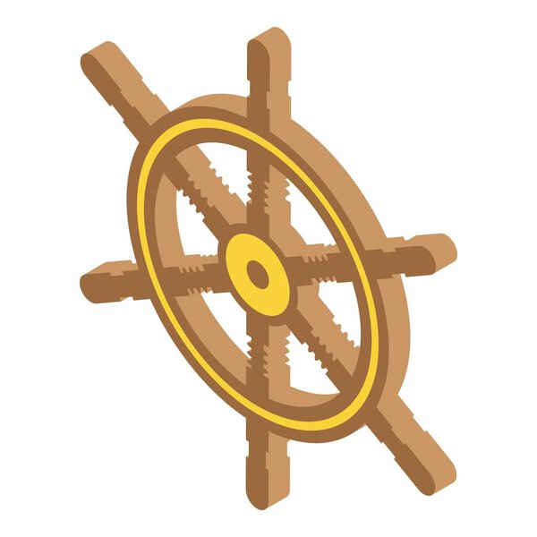 Adventure ship wheel icon, isometric style