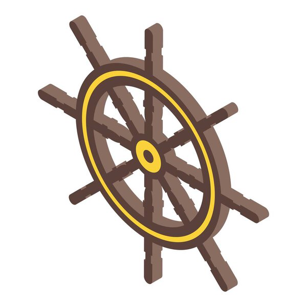 Sailor ship wheel icon, isometric style