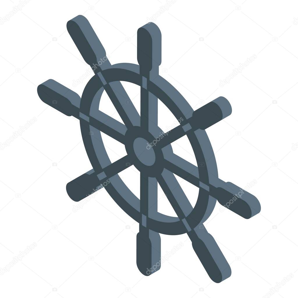 Controller ship wheel icon, isometric style