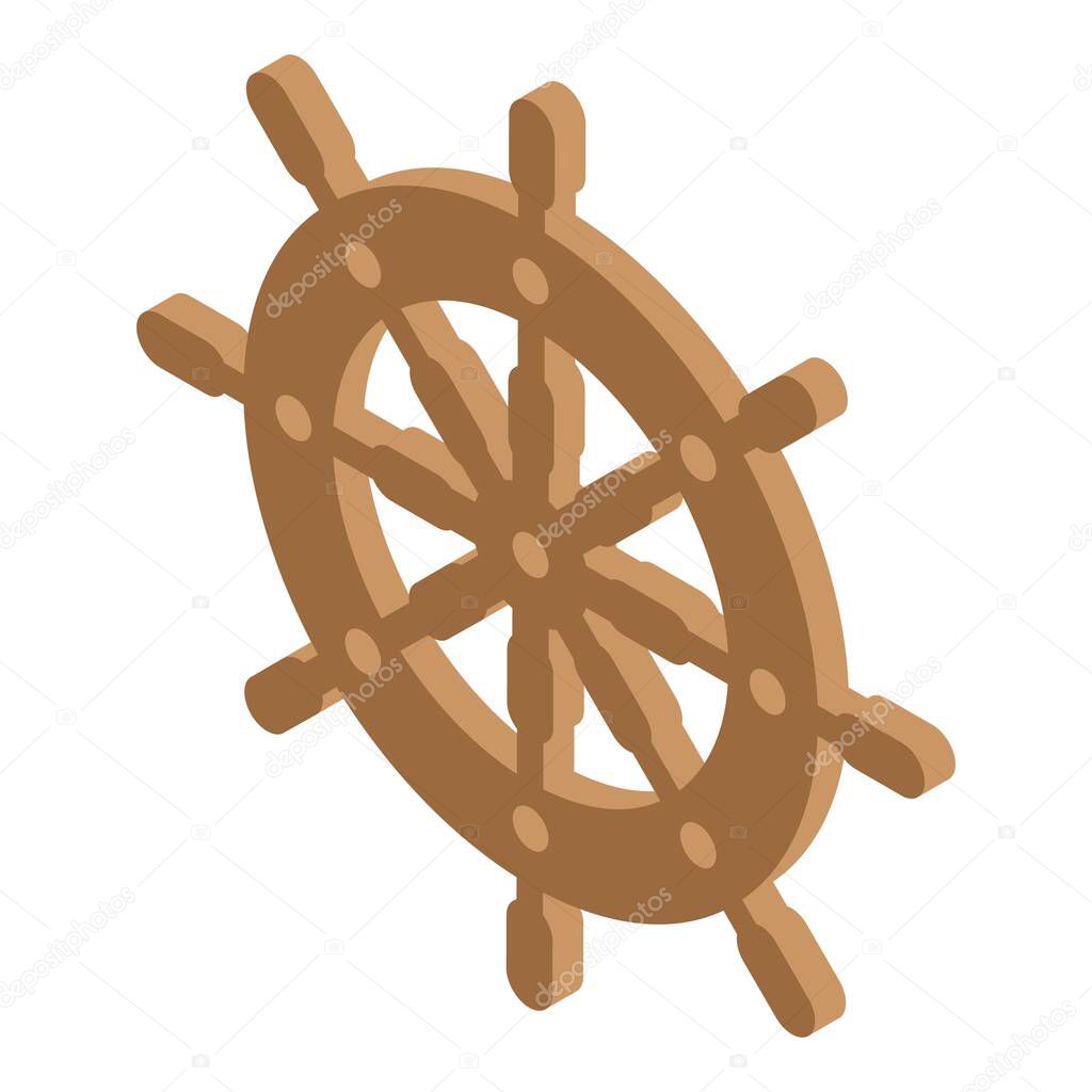 Marine ship wheel icon, isometric style