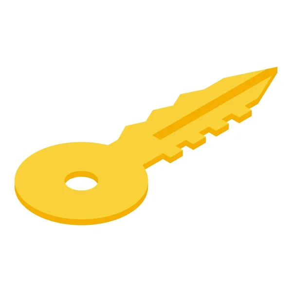 Icono de autenticación de llave de oro, estilo isométrico — Vector de stock