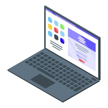 Laptop işletim sistemi simgesi, izometrik biçim