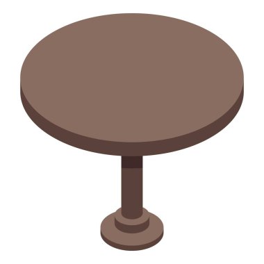 Yuvarlak ahşap masa simgesi, izometrik biçim